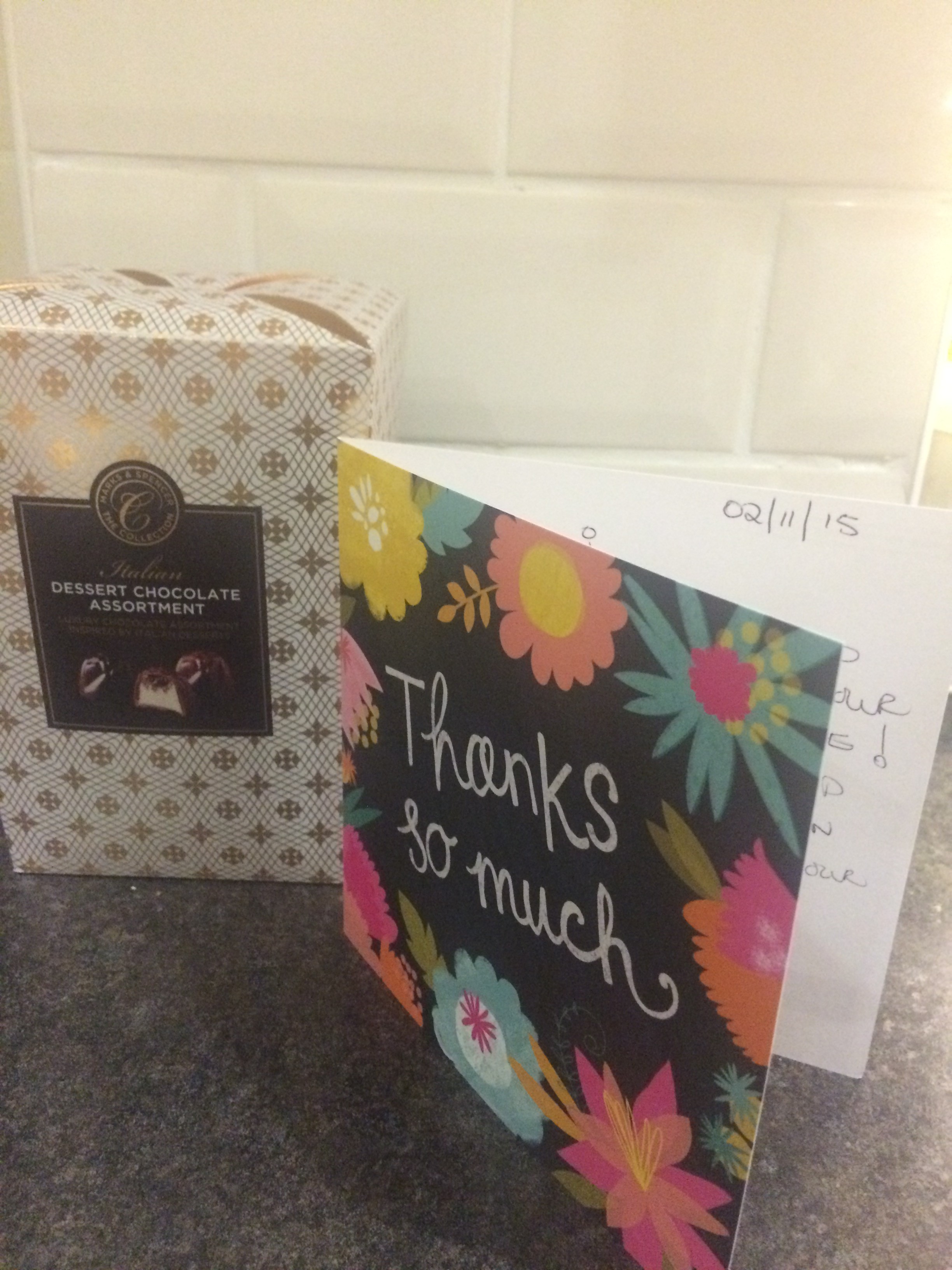 Box of chocolates & Thank you card 