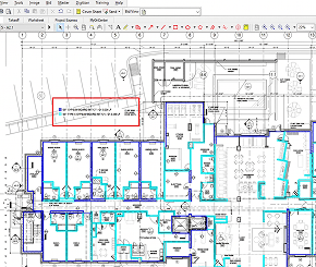 Drywall takeoff plan with wall quantities and marked-up details